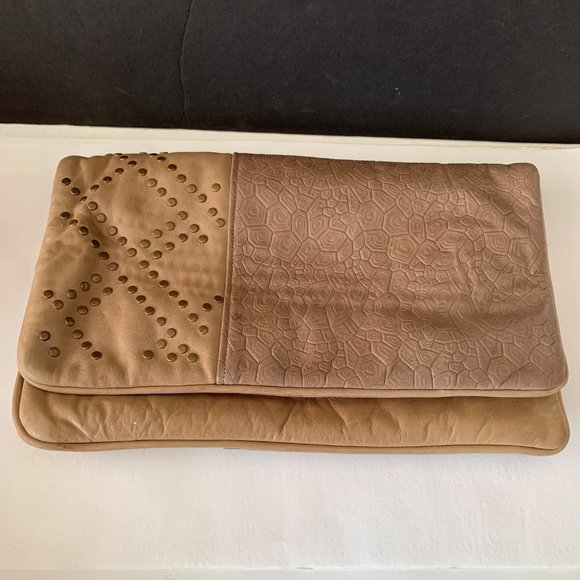VINTAGE MORGAN LE FAY LIMITED EDITION  LEATHER AND SUEDE CLUTCH BAG - Picture 1 of 5